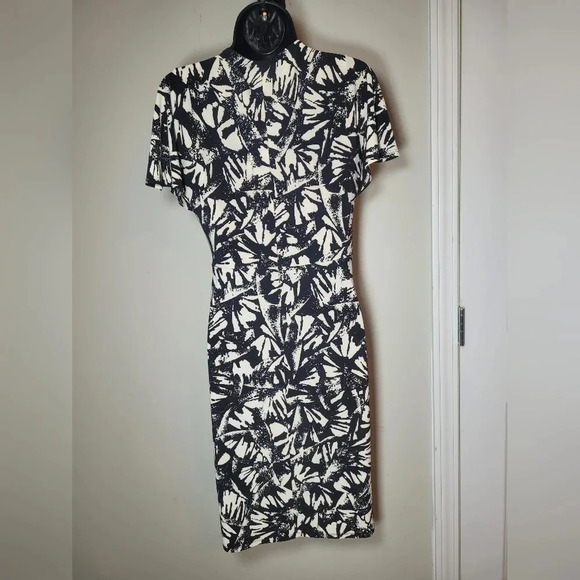 Lauren Ralph Lauren Abstract Faux Wrap Stretchy Knit Career Dress sz 4 - Picture 2 of 7